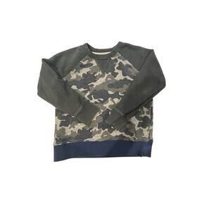 Crewcuts Boys Camo Sweatshirt | Size 6–7 | Dark Green & Gray Pullover